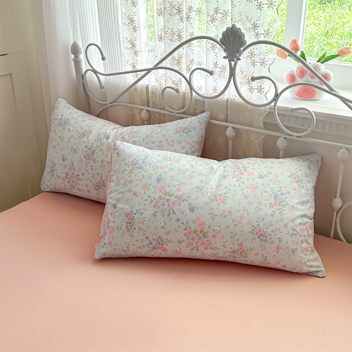 91家纺网 家纺一手货源 找家纺 恒爱家纺 2025新款全棉花卉四件套 蓝星花