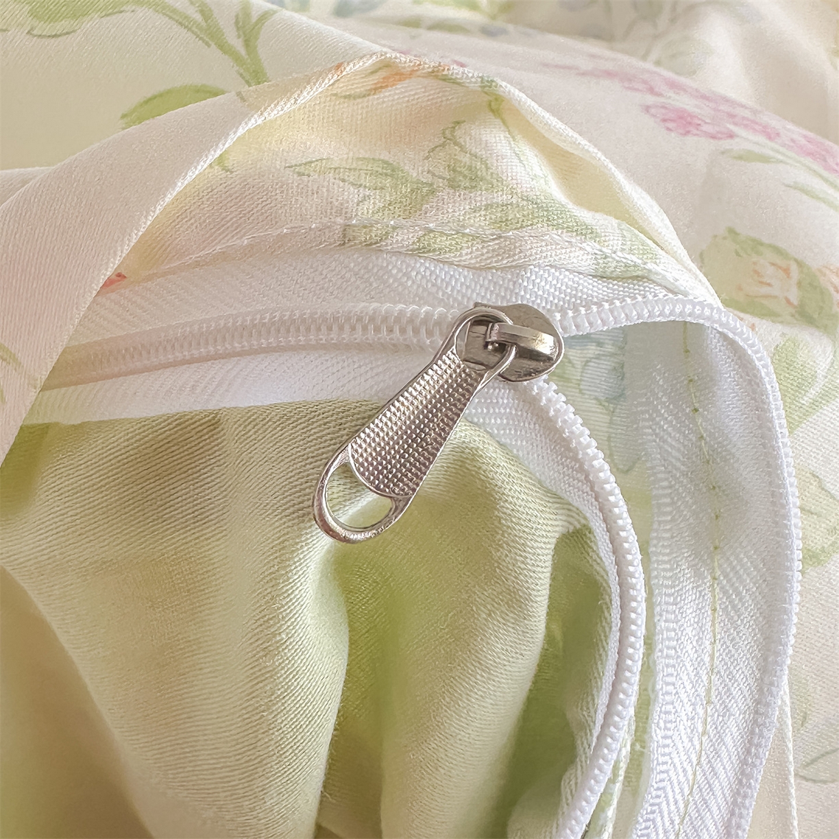 91家纺网 家纺一手货源 找家纺 恒爱家纺 2025新款全棉花卉四件套 绿色仙子