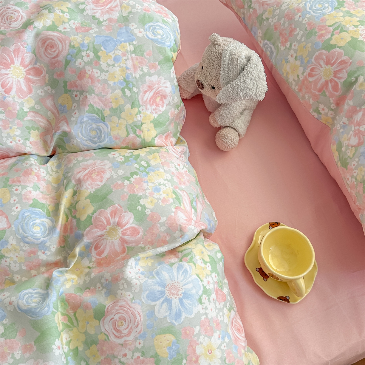 91家纺网 家纺一手货源 找家纺 恒爱家纺 2025新款全棉花卉四件套 曼塔