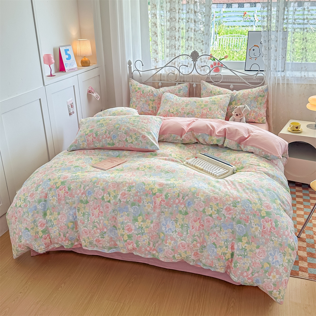 91家纺网 家纺一手货源 找家纺 恒爱家纺 2025新款全棉花卉四件套 曼塔