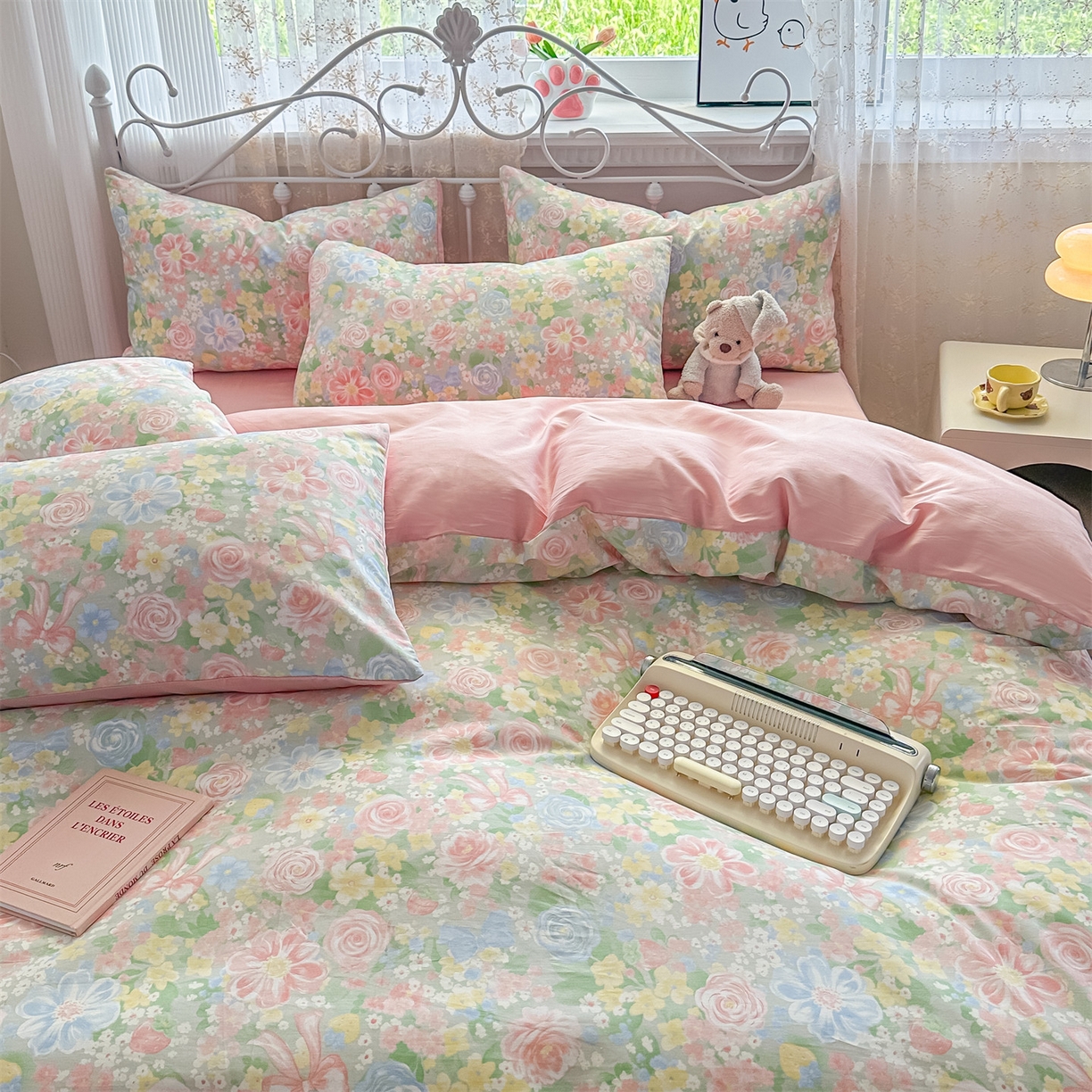 91家纺网 家纺一手货源 找家纺 恒爱家纺 2025新款全棉花卉四件套 曼塔