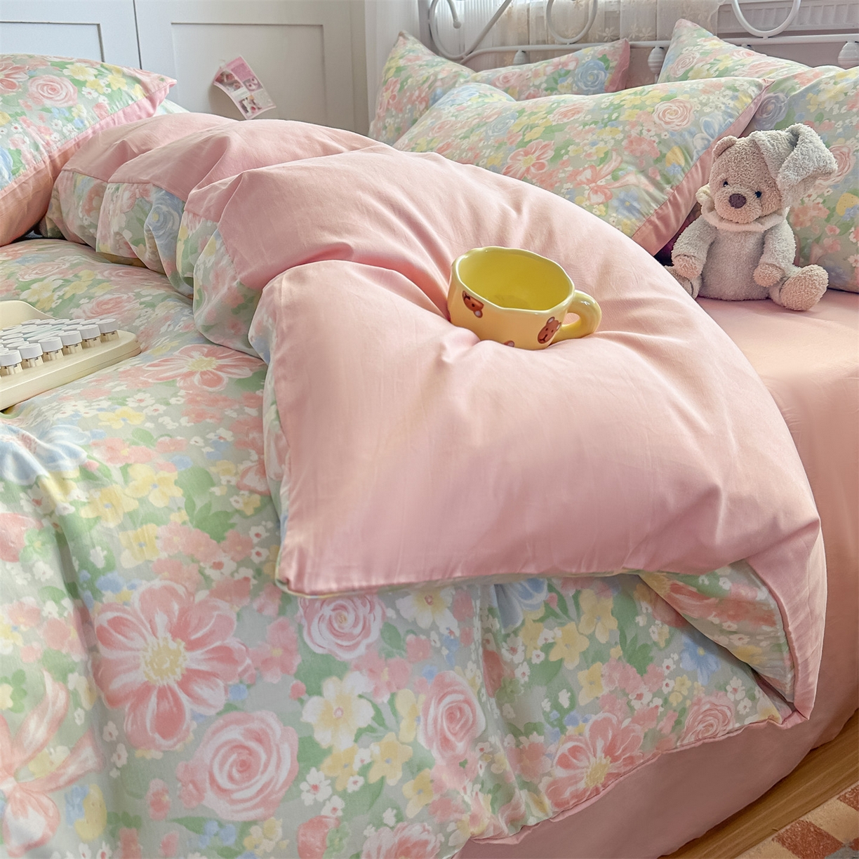 91家纺网 家纺一手货源 找家纺 恒爱家纺 2025新款全棉花卉四件套 曼塔