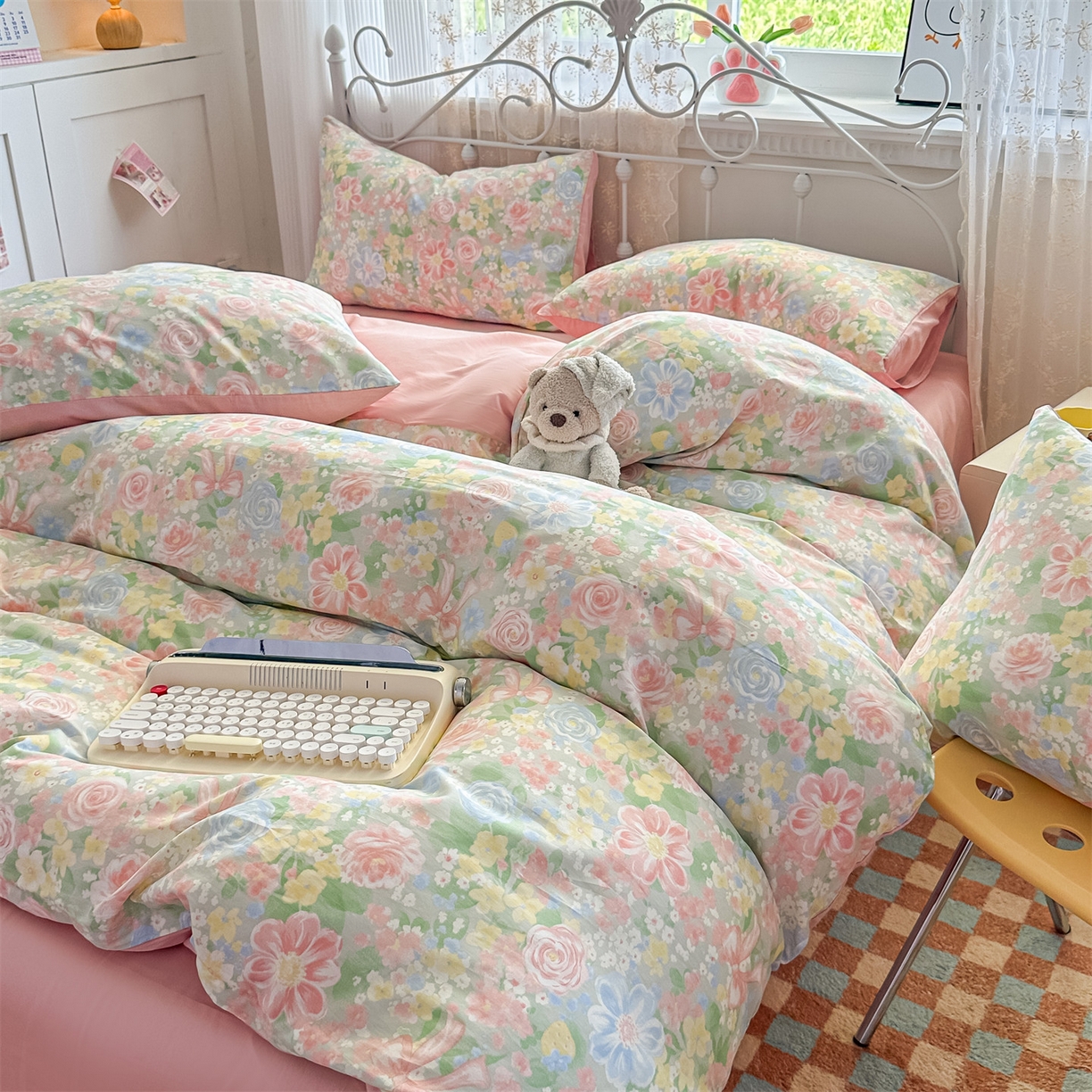 91家纺网 家纺一手货源 找家纺 恒爱家纺 2025新款全棉花卉四件套 曼塔