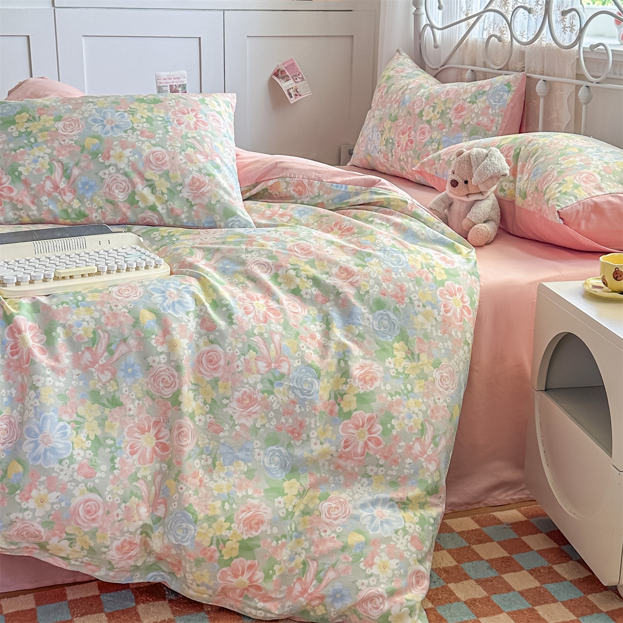 91家纺网 家纺一手货源 找家纺 恒爱家纺 2025新款全棉花卉四件套 曼塔