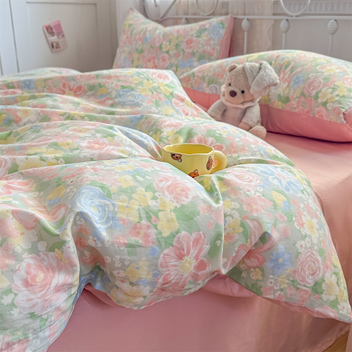 91家纺网 家纺一手货源 找家纺 恒爱家纺 2025新款全棉花卉四件套 曼塔