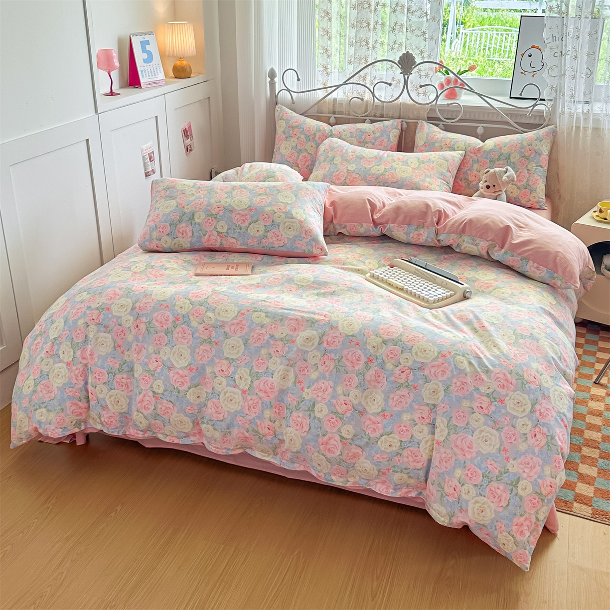 91家纺网 家纺一手货源 找家纺 恒爱家纺 2025新款全棉花卉四件套 南召公主