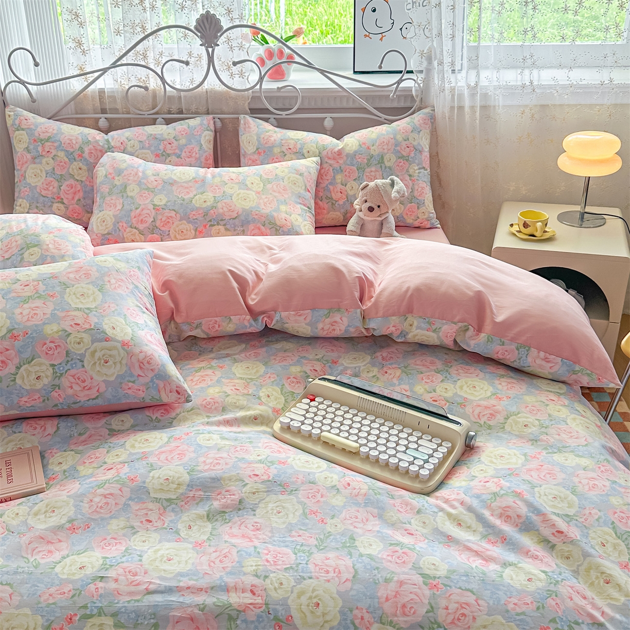 91家纺网 家纺一手货源 找家纺 恒爱家纺 2025新款全棉花卉四件套 南召公主