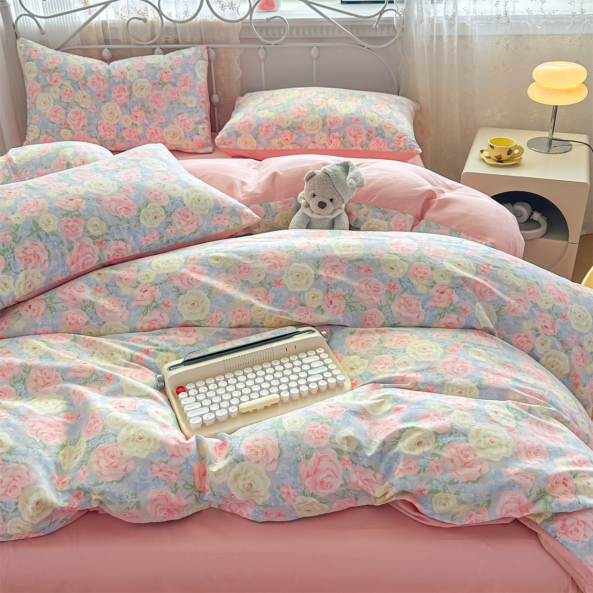 91家纺网 家纺一手货源 找家纺 恒爱家纺 2025新款全棉花卉四件套 南召公主