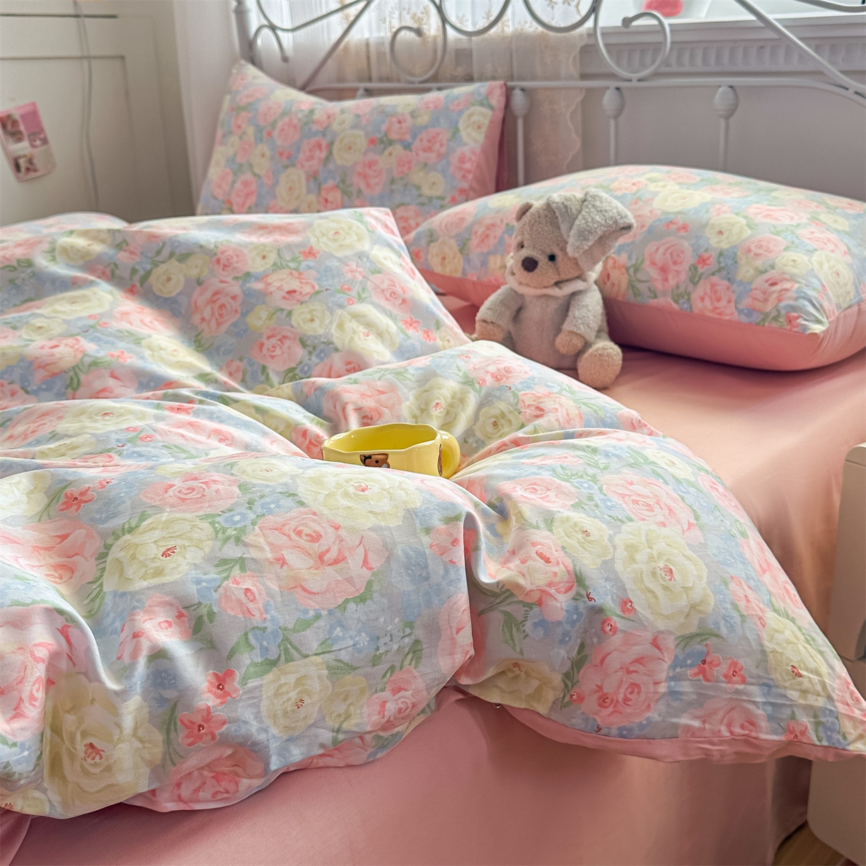 91家纺网 家纺一手货源 找家纺 恒爱家纺 2025新款全棉花卉四件套 南召公主