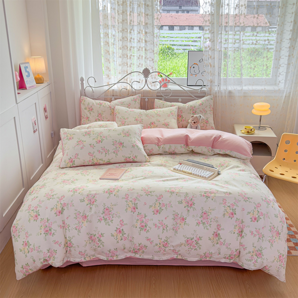 恒爱家纺 2025新款全棉花卉四件套 铁线莲