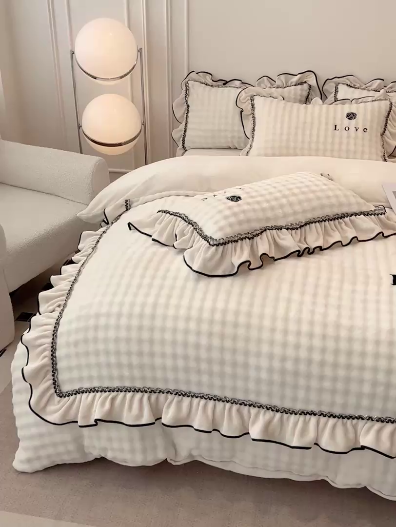 91家纺网 家纺一手货源 找家纺 （总）言熙居家纺 2025新款牛奶绒绣花四件套