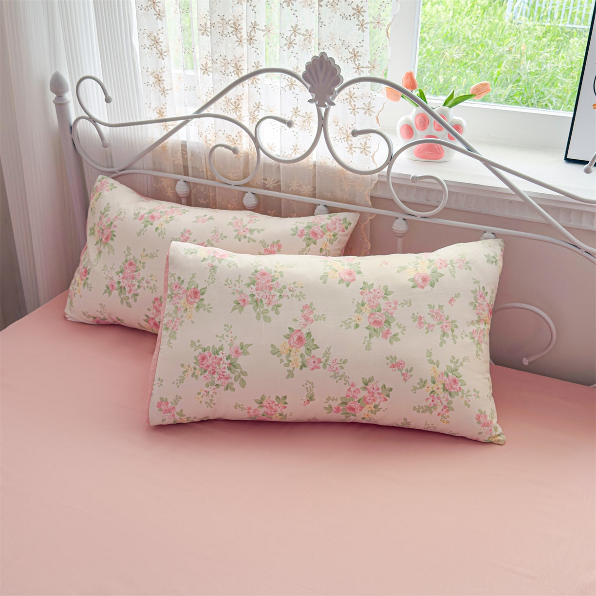 91家纺网 家纺一手货源 找家纺 恒爱家纺 2025新款全棉花卉四件套 铁线莲