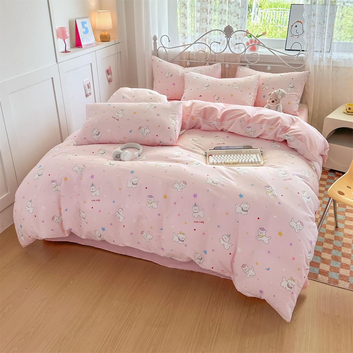 91家纺网 家纺一手货源 找家纺 恒爱家纺 2025新款全棉花卉四件套 小公主