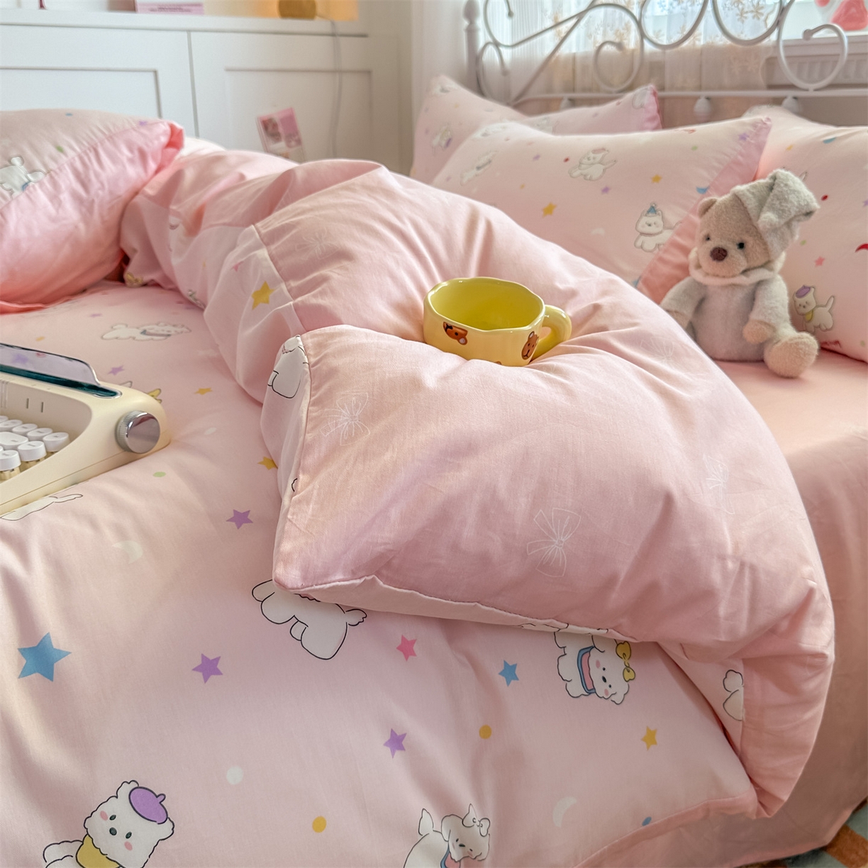 91家纺网 家纺一手货源 找家纺 恒爱家纺 2025新款全棉花卉四件套 小公主