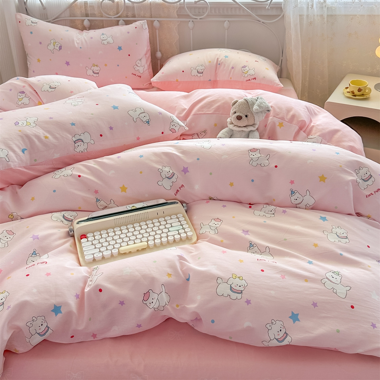 91家纺网 家纺一手货源 找家纺 恒爱家纺 2025新款全棉花卉四件套 小公主