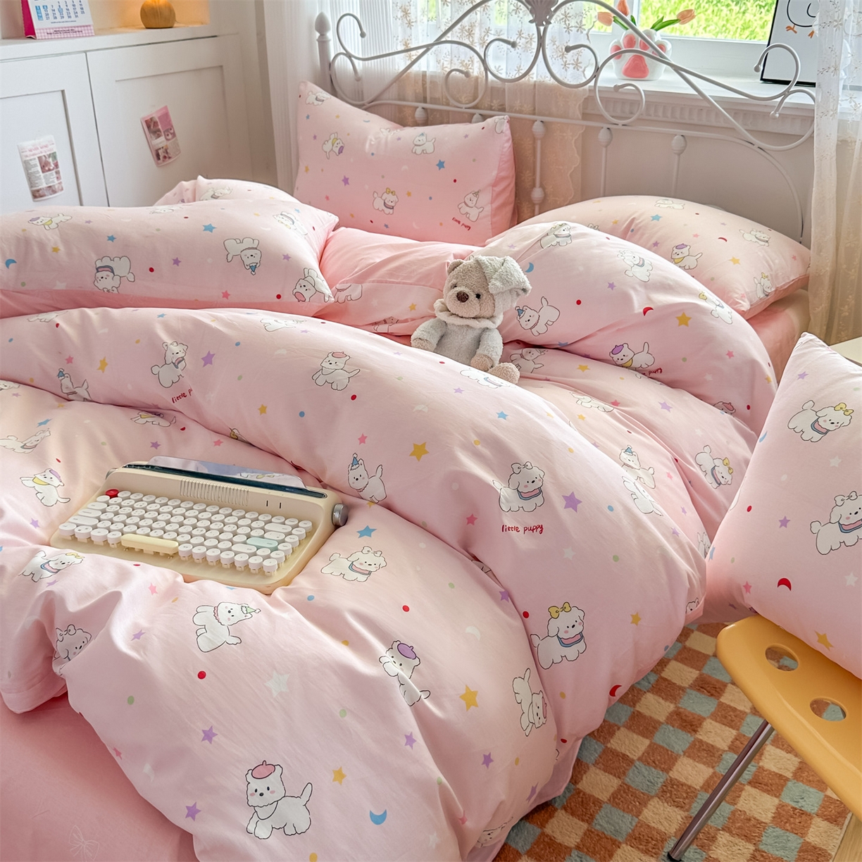 91家纺网 家纺一手货源 找家纺 恒爱家纺 2025新款全棉花卉四件套 小公主