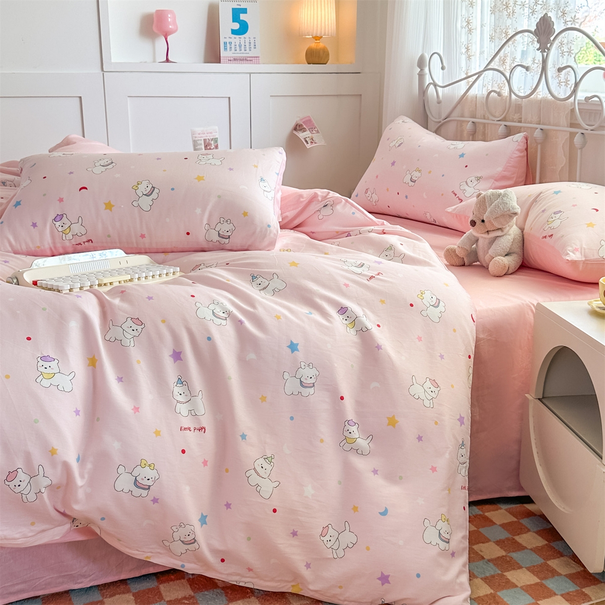 91家纺网 家纺一手货源 找家纺 恒爱家纺 2025新款全棉花卉四件套 小公主