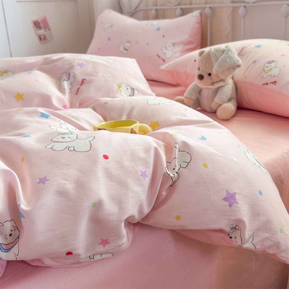 91家纺网 家纺一手货源 找家纺 恒爱家纺 2025新款全棉花卉四件套 小公主