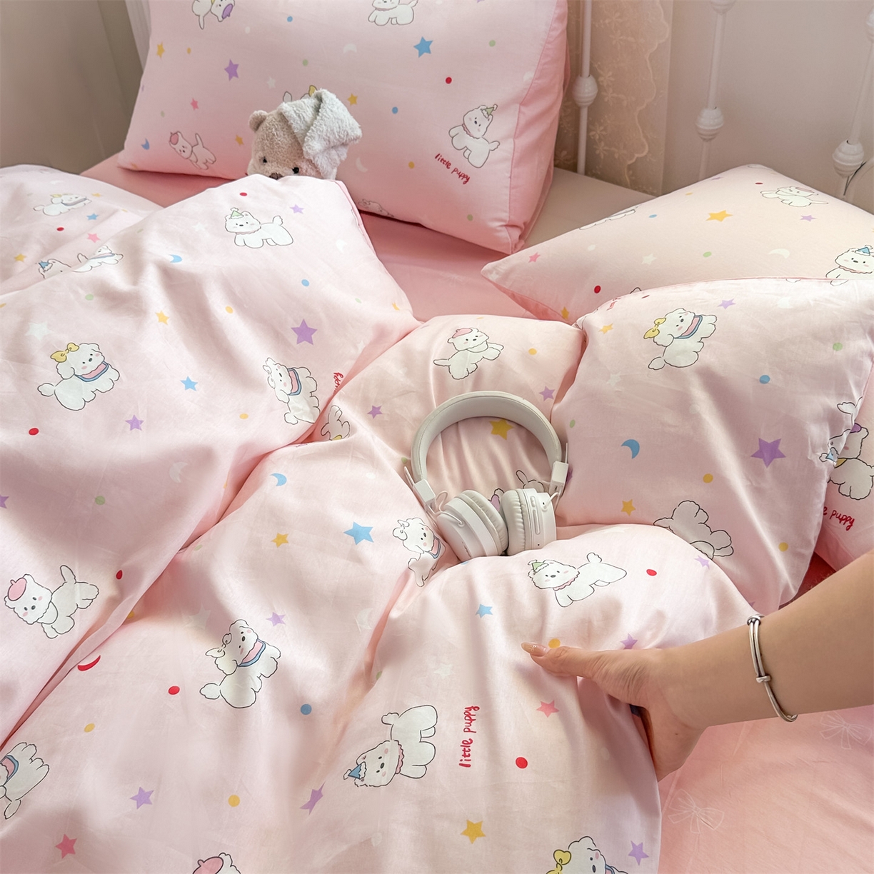 91家纺网 家纺一手货源 找家纺 恒爱家纺 2025新款全棉花卉四件套 小公主