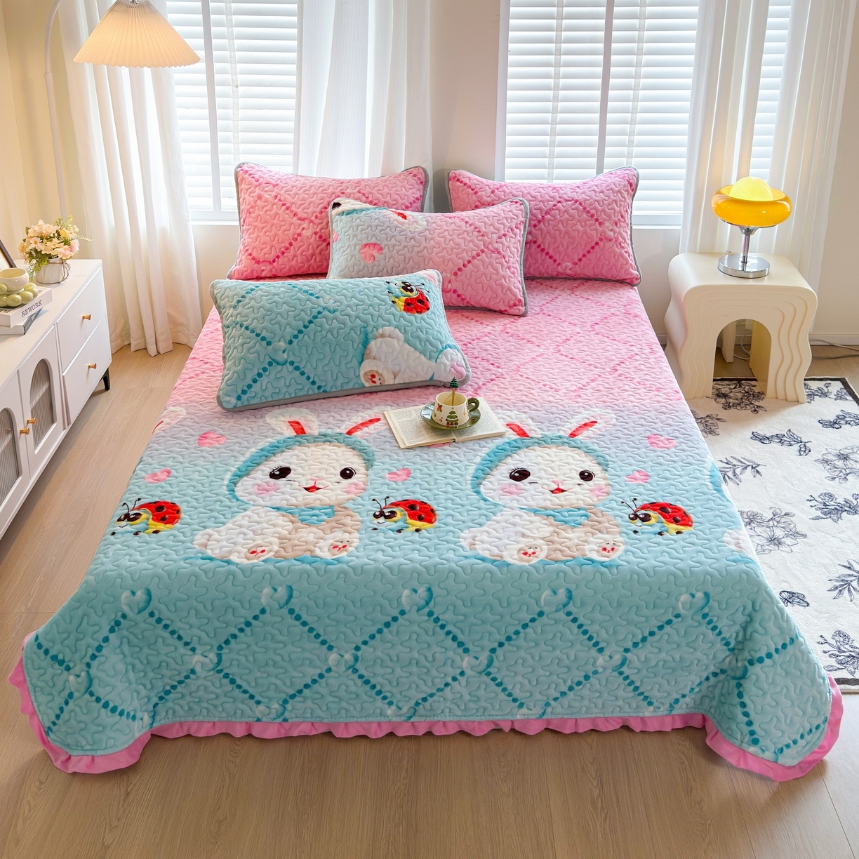 91家纺网 家纺一手货源 找家纺 （总）梓依家纺 2025新款牛奶绒花边单床盖三件套四件套