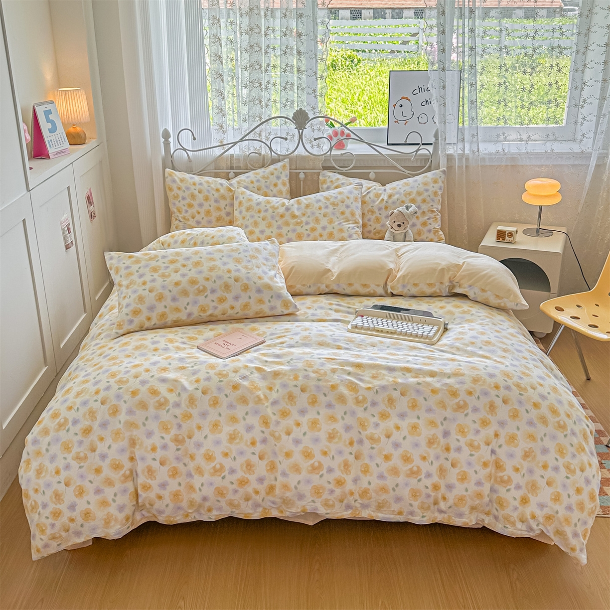 恒爱家纺 2025新款全棉花卉四件套 洋甘菊