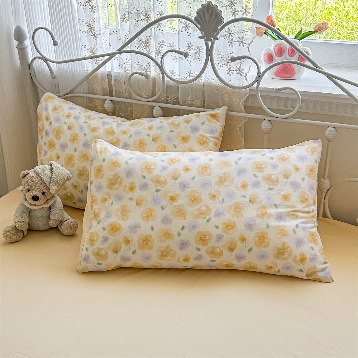 91家纺网 家纺一手货源 找家纺 恒爱家纺 2025新款全棉花卉四件套 洋甘菊