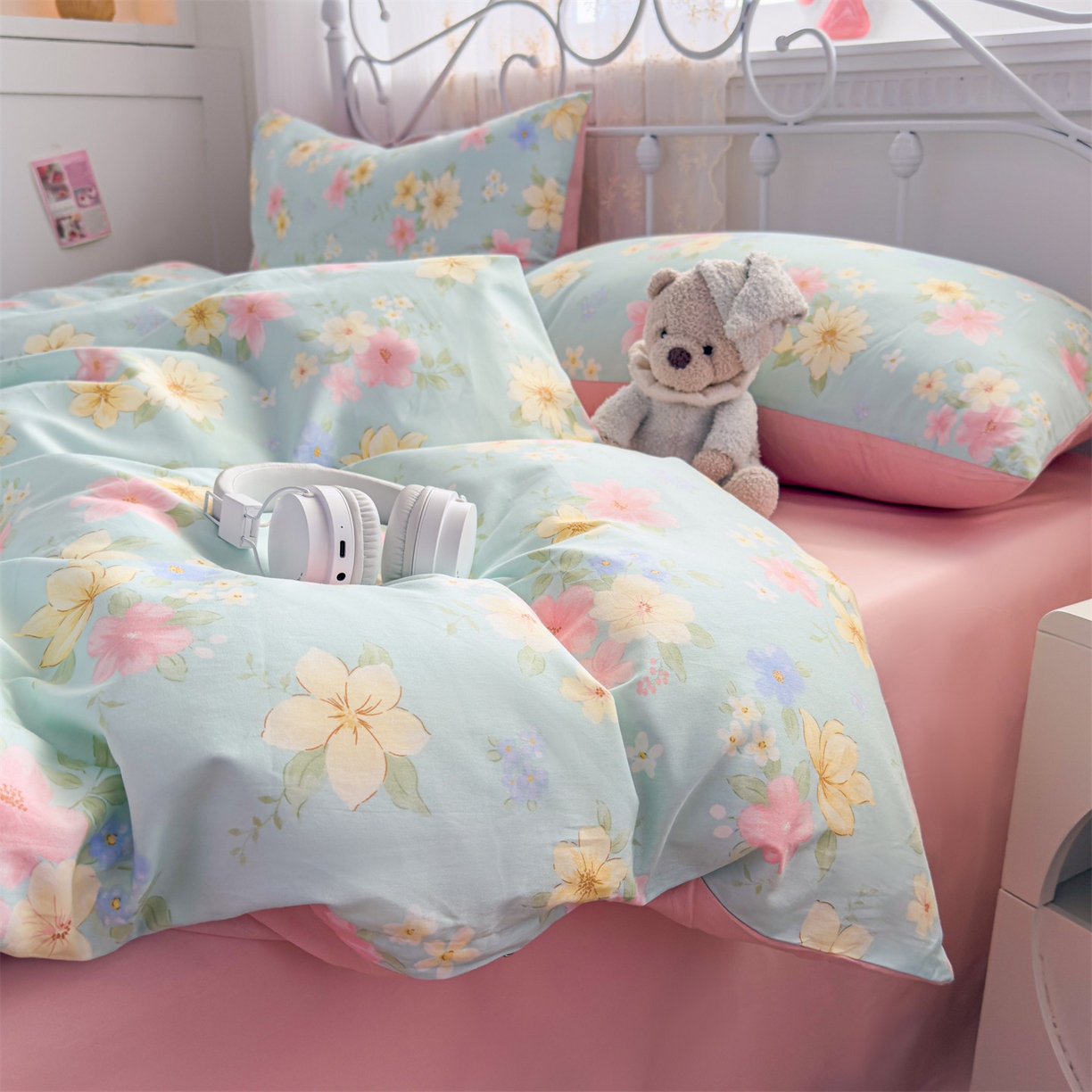 91家纺网 家纺一手货源 找家纺 恒爱家纺 2025新款全棉花卉四件套 夜来香