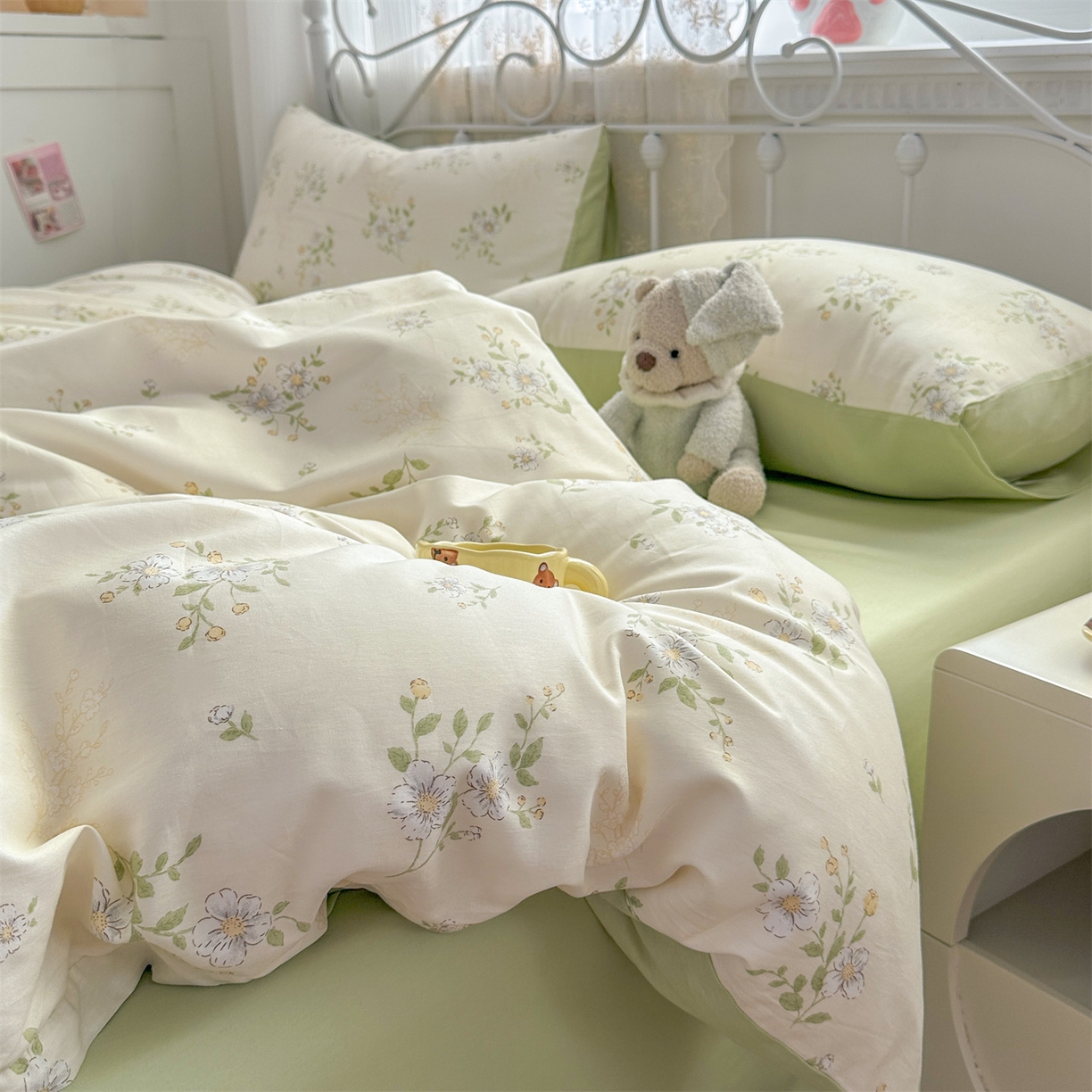 91家纺网 家纺一手货源 找家纺 恒爱家纺 2025新款全棉花卉四件套 鸢尾花