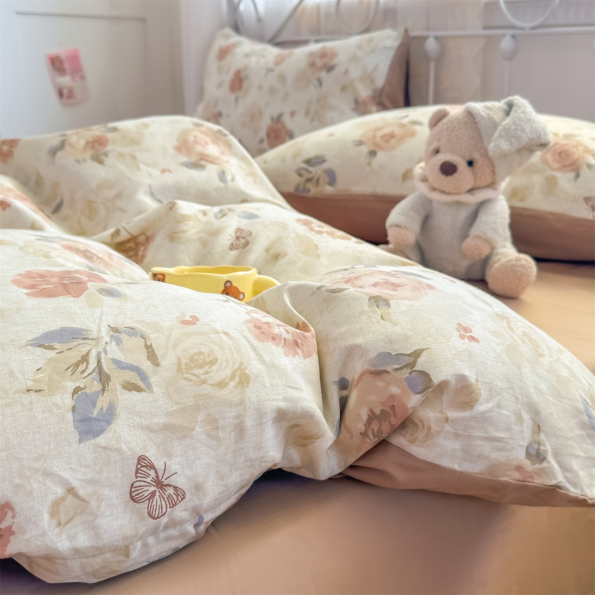 91家纺网 家纺一手货源 找家纺 恒爱家纺 2025新款全棉花卉四件套 月下美人