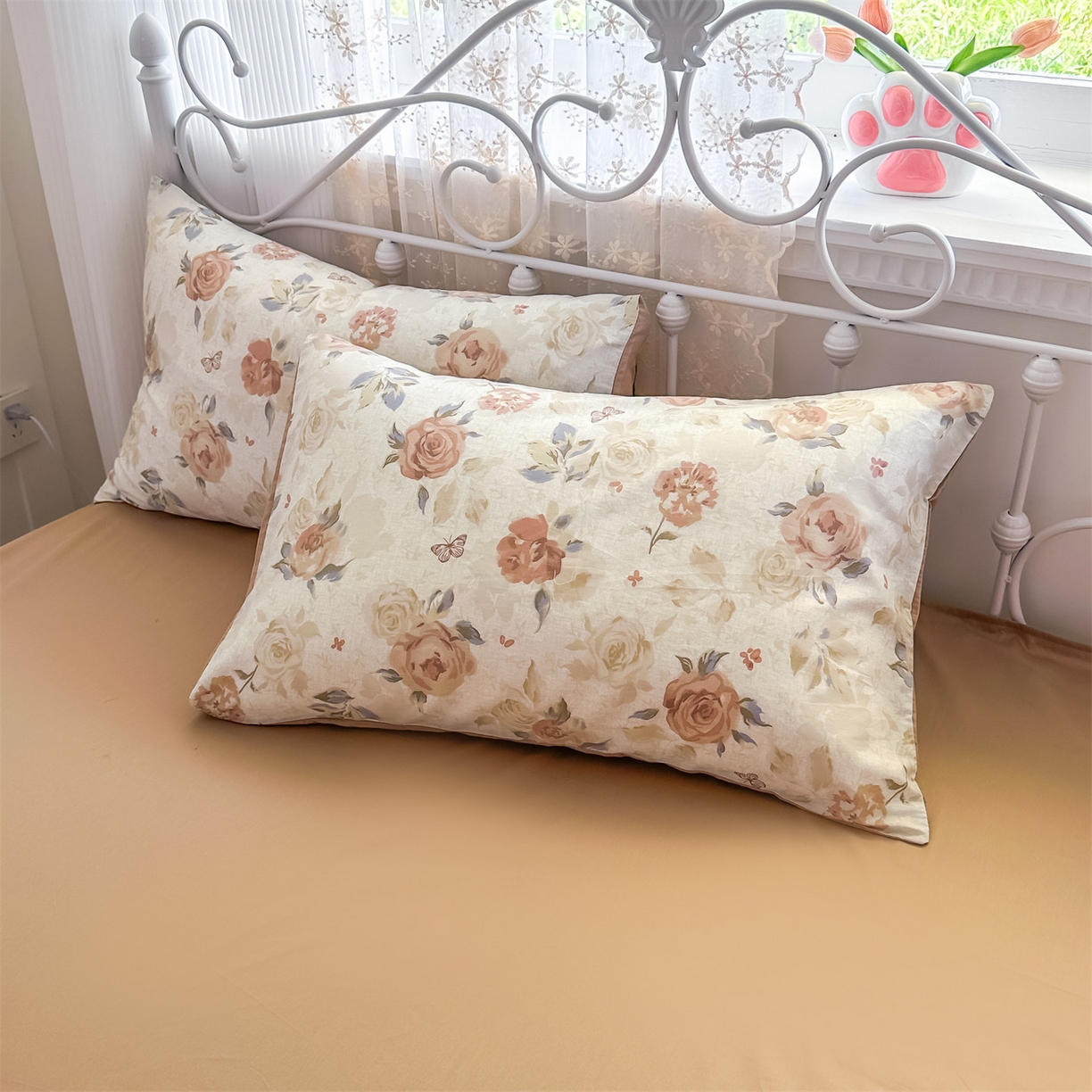 91家纺网 家纺一手货源 找家纺 恒爱家纺 2025新款全棉花卉四件套 月下美人