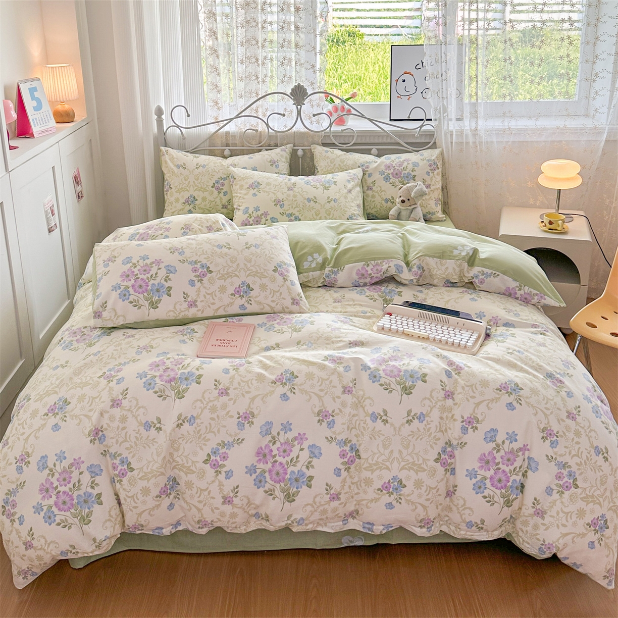 恒爱家纺 2025新款全棉花卉四件套 长春花