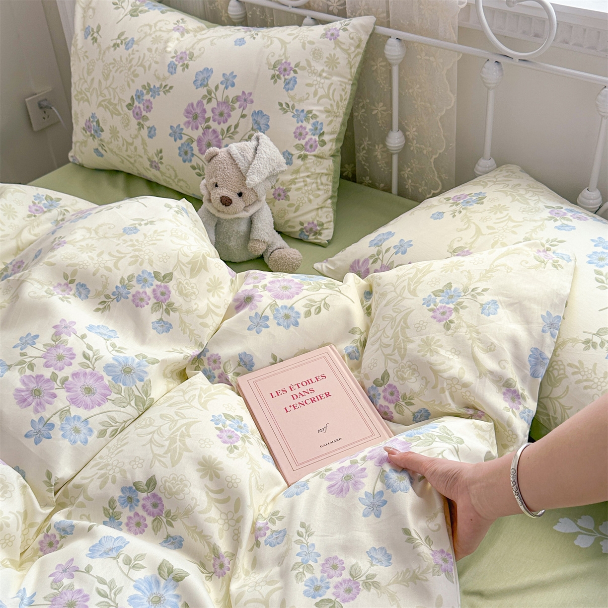 91家纺网 家纺一手货源 找家纺 恒爱家纺 2025新款全棉花卉四件套 长春花