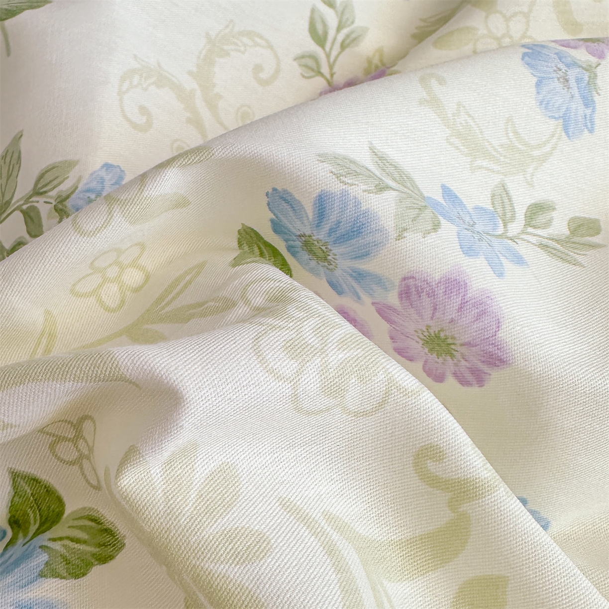 91家纺网 家纺一手货源 找家纺 恒爱家纺 2025新款全棉花卉四件套 长春花