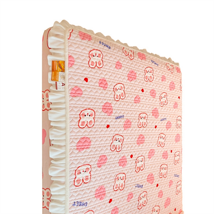 91家纺网 家纺一手货源 找家纺 雯豆家纺 2025新款牛奶绒花边床笠单床笠单品床笠单件床笠 牛奶绒花边床笠-心心兔