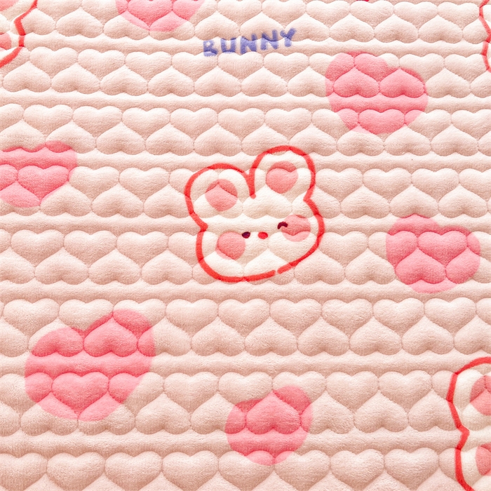 91家纺网 家纺一手货源 找家纺 雯豆家纺 2025新款牛奶绒花边床笠单床笠单品床笠单件床笠 牛奶绒花边床笠-心心兔