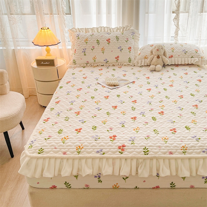 91家纺网 家纺一手货源 找家纺 雯豆家纺 2025新款牛奶绒花边床笠单床笠单品床笠单件床笠 牛奶绒花边床笠-心悦