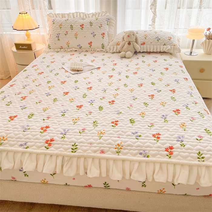 91家纺网 家纺一手货源 找家纺 雯豆家纺 2025新款牛奶绒花边床笠单床笠单品床笠单件床笠 牛奶绒花边床笠-心悦