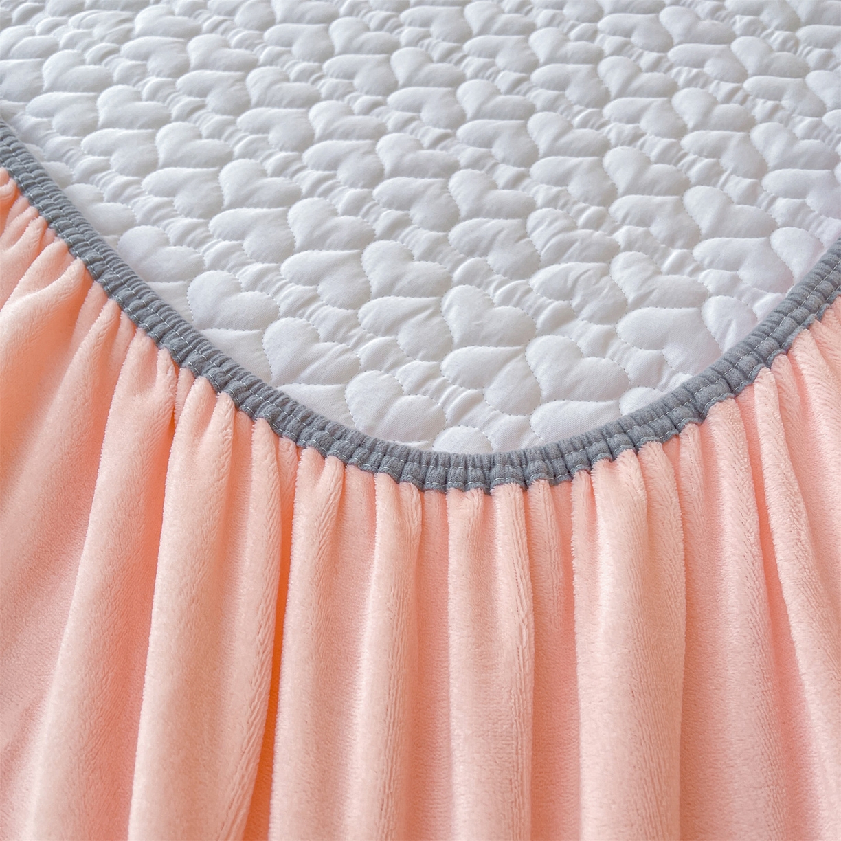 91家纺网 家纺一手货源 找家纺 雯豆家纺 2025新款牛奶绒花边床笠单床笠单品床笠单件床笠 牛奶绒花边床笠-玉颜粉