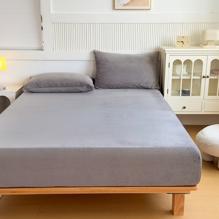 91家纺网 家纺一手货源 找家纺 璐维斯 2025新款秋冬保暖牛奶绒床笠床垫套保护套跨境外贸电商全尺寸现货 灰色