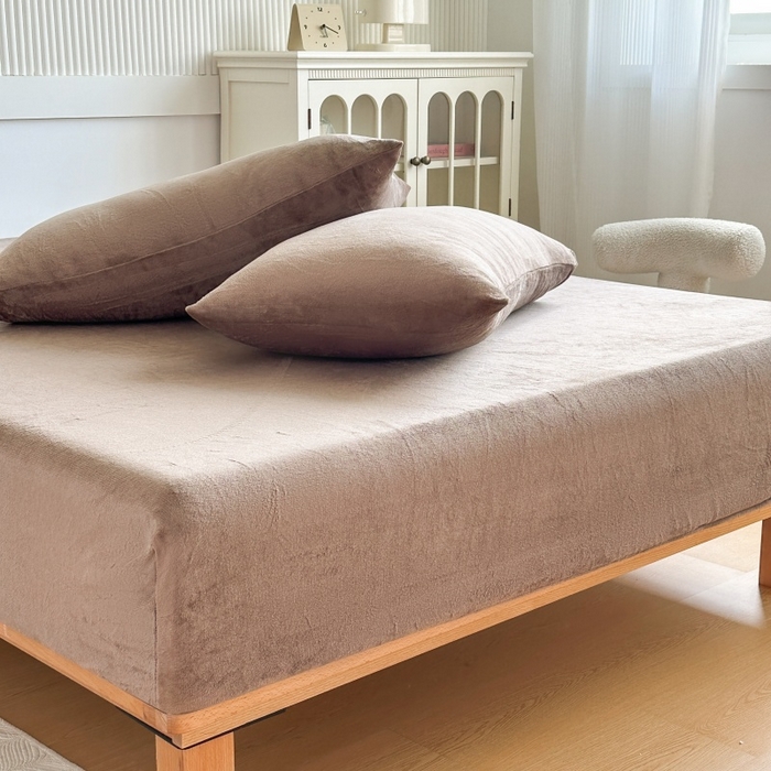 璐维斯 2025新款秋冬保暖牛奶绒床笠床垫套保护套跨境外贸电商全尺寸现货 咖色
