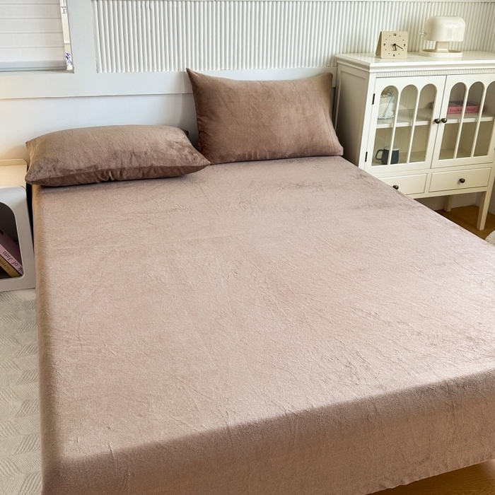 91家纺网 家纺一手货源 找家纺 璐维斯 2025新款秋冬保暖牛奶绒床笠床垫套保护套跨境外贸电商全尺寸现货 咖色