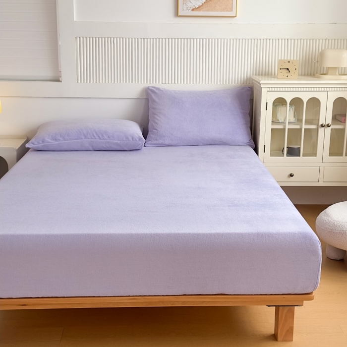 91家纺网 家纺一手货源 找家纺 璐维斯 2025新款秋冬保暖牛奶绒床笠床垫套保护套跨境外贸电商全尺寸现货 浅紫