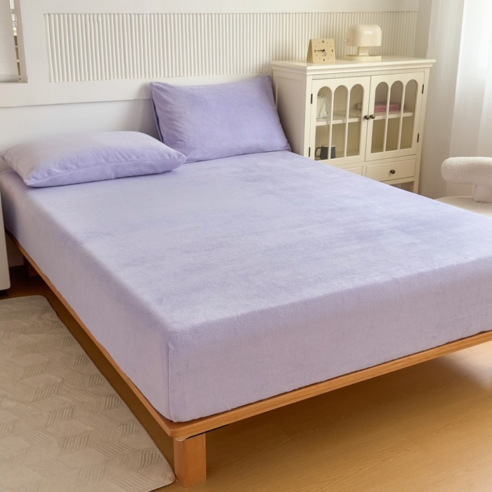 91家纺网 家纺一手货源 找家纺 璐维斯 2025新款秋冬保暖牛奶绒床笠床垫套保护套跨境外贸电商全尺寸现货 浅紫