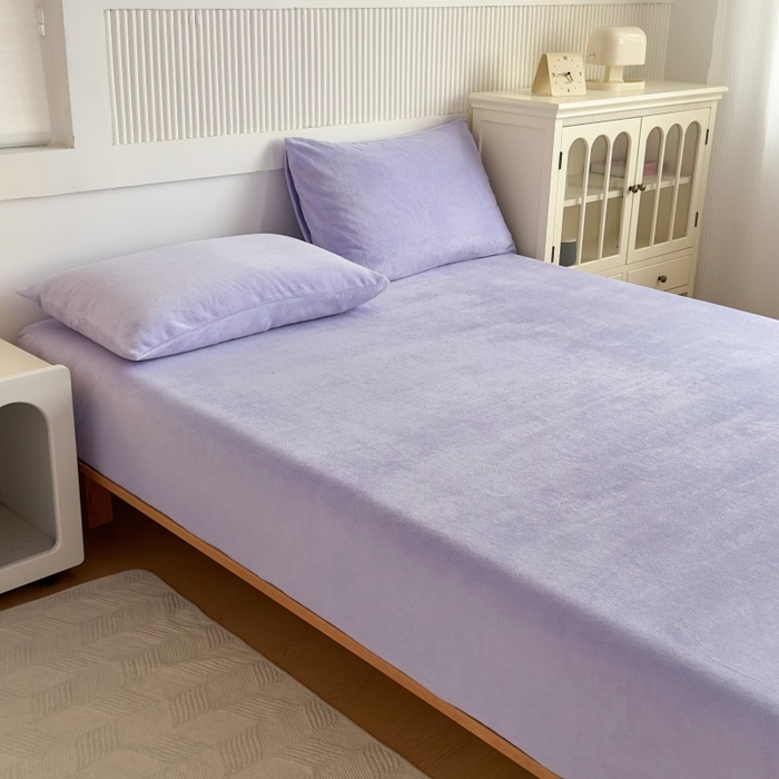 91家纺网 家纺一手货源 找家纺 璐维斯 2025新款秋冬保暖牛奶绒床笠床垫套保护套跨境外贸电商全尺寸现货 浅紫