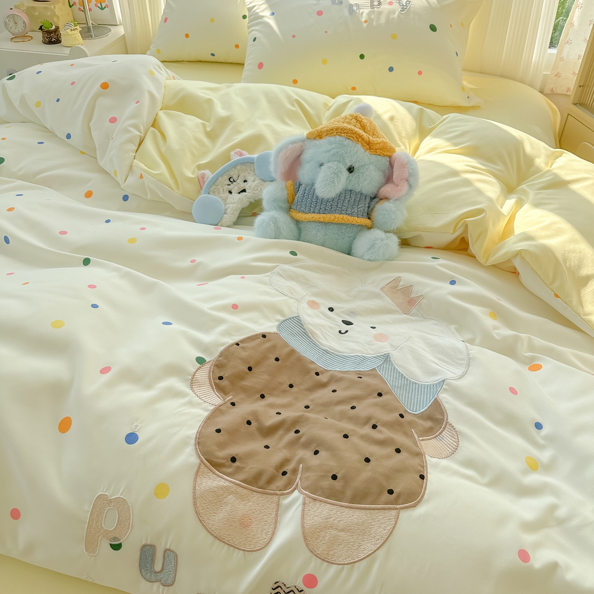 91家纺网 家纺一手货源 找家纺 （总）子钦家纺 2025新款云朵棉水洗棉贴布绣床单床笠四件套