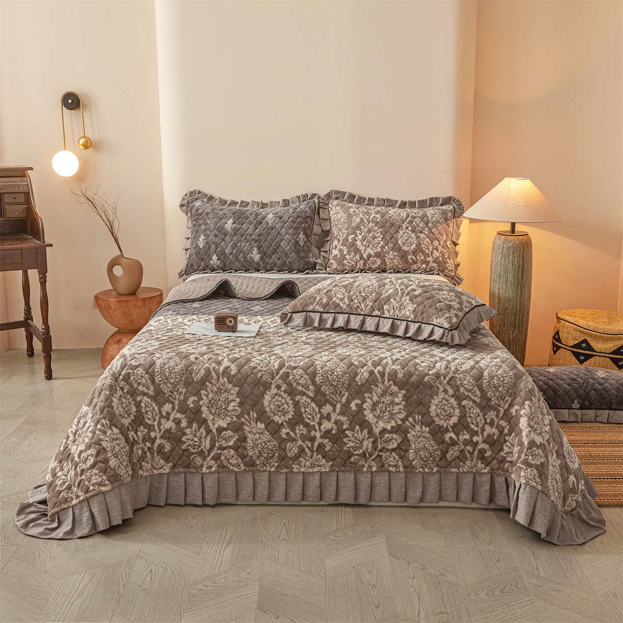 宜凡家纺 2025新款牛奶绒床盖三件套（双面可用） 依梦园