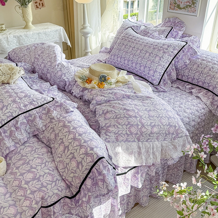 91家纺网 家纺一手货源 找家纺 宜凡家纺 2025新款A类水洗珍珠棉床盖四件套 芙汐