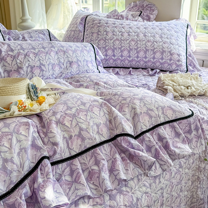 91家纺网 家纺一手货源 找家纺 宜凡家纺 2025新款A类水洗珍珠棉床盖四件套 芙汐