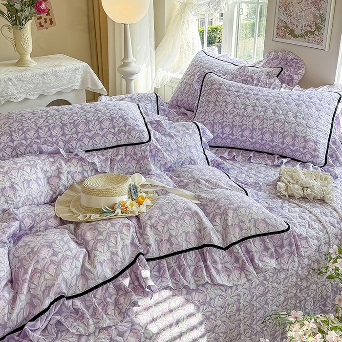 91家纺网 家纺一手货源 找家纺 宜凡家纺 2025新款A类水洗珍珠棉床盖四件套 芙汐