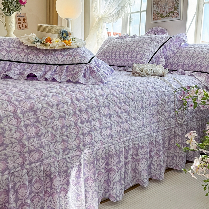 91家纺网 家纺一手货源 找家纺 宜凡家纺 2025新款A类水洗珍珠棉床盖四件套 芙汐